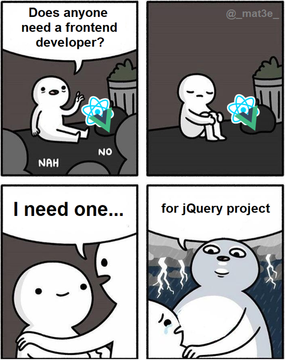 jQuery strikes again | developer-memes, frontend-memes, jquery-memes, query-memes | ProgrammerHumor.io