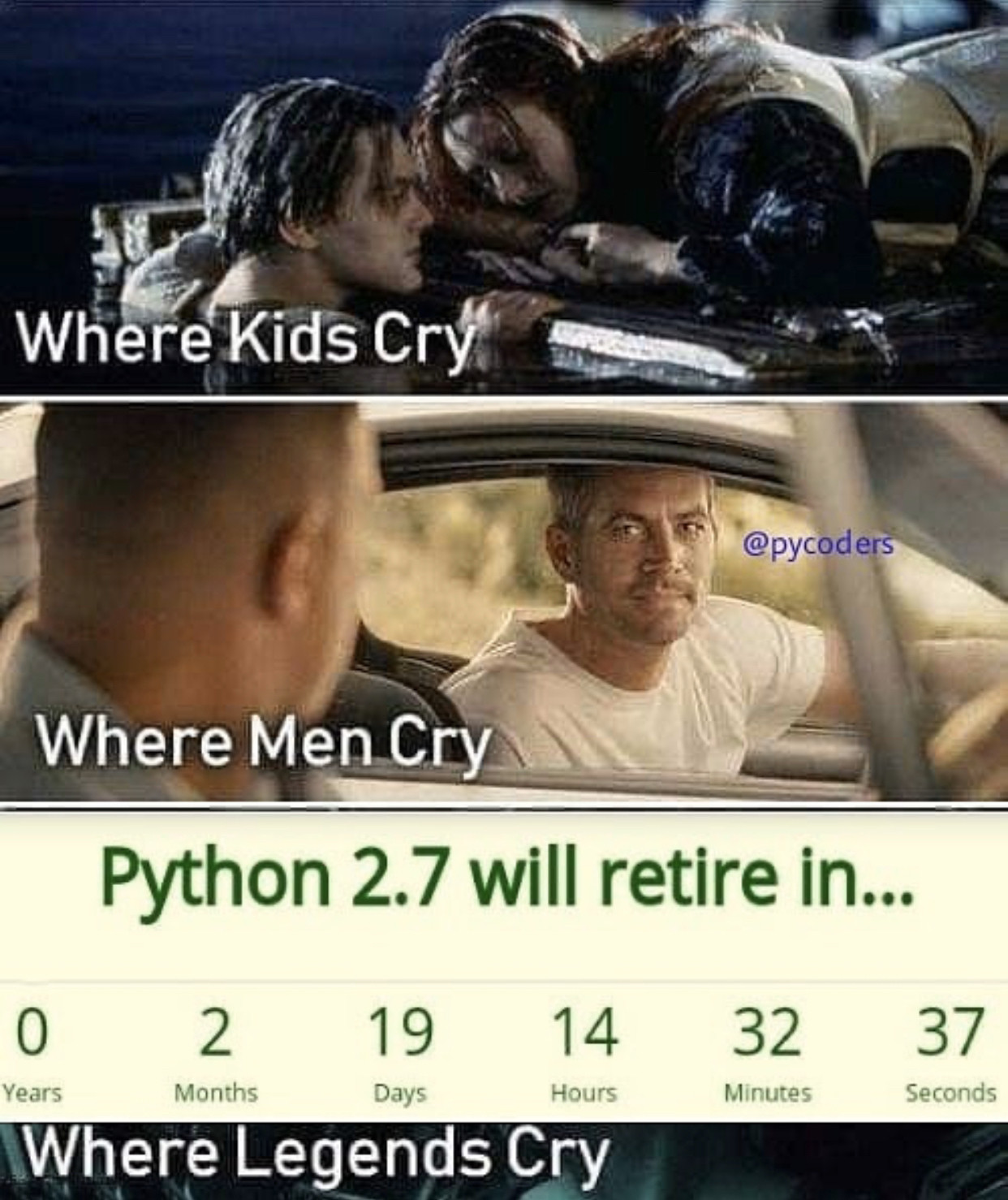 Hello darkness my old friend... | python-memes, python 2.7-memes | ProgrammerHumor.io