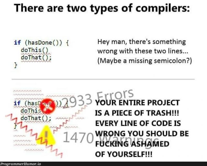 C++ flashbacks | code-memes, c++-memes, compiler-memes, semicolon-memes | ProgrammerHumor.io