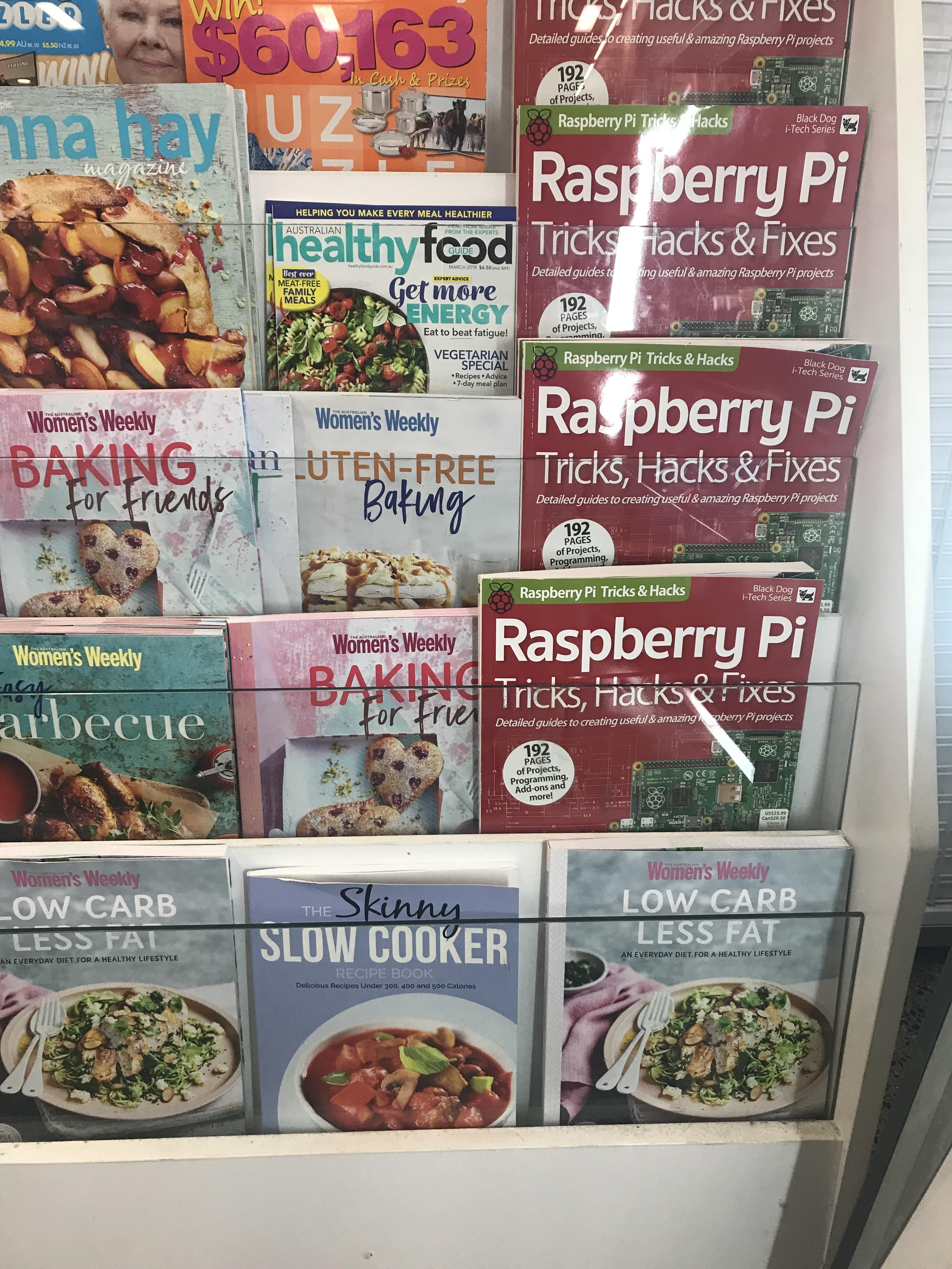 My local supermarket stocks the Raspberry Pi magazines in the cooking section | tech-memes, loc-memes, ide-memes, pip-memes | ProgrammerHumor.io