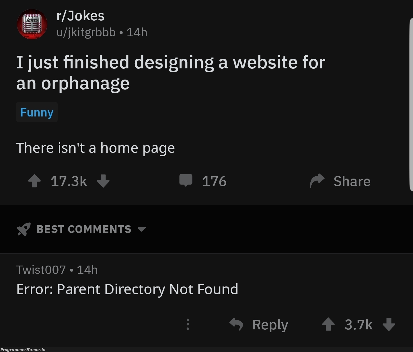 Found on r/jokes | web-memes, design-memes, website-memes, error-memes, comment-memes | ProgrammerHumor.io