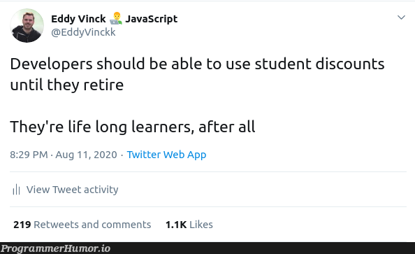 Where's my edu email address? | developer-memes, javascript-memes, java-memes, web-memes, email-memes, twitter-memes, retweet-memes, comment-memes | ProgrammerHumor.io