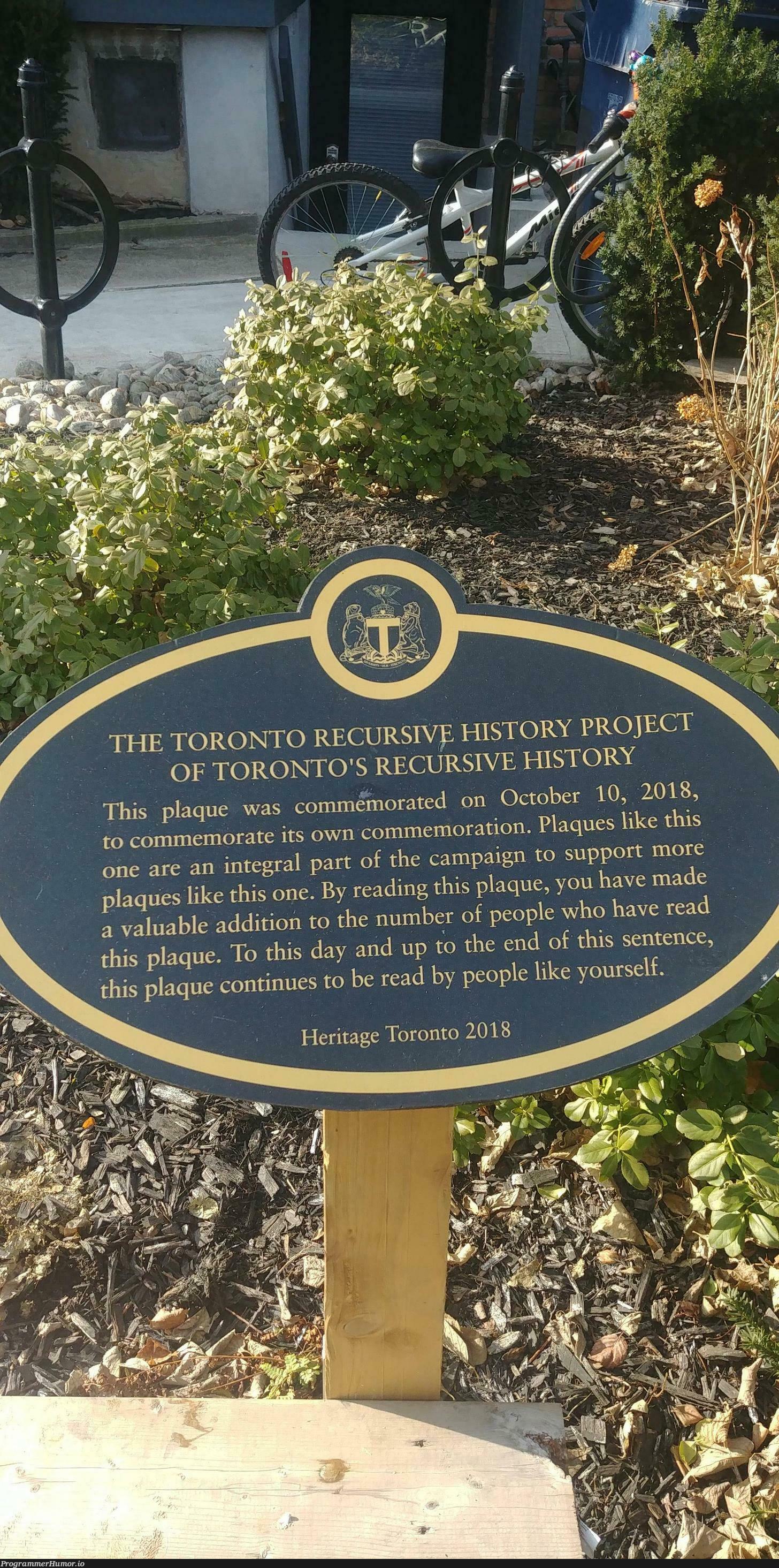 Toronto recursive history project | recursive-memes | ProgrammerHumor.io