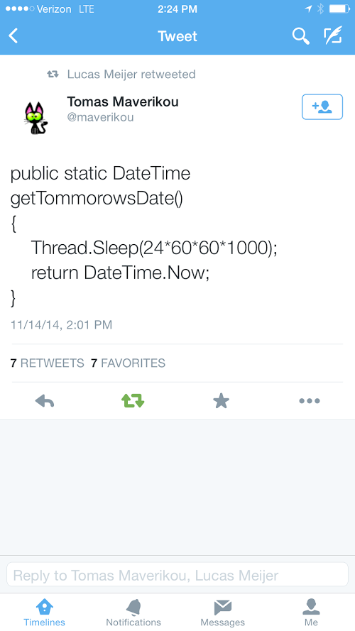 How to get tomorrow's date | date-memes, datetime-memes, retweet-memes, public-memes | ProgrammerHumor.io