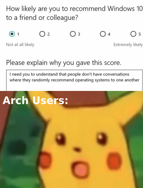 I use Arch BTW! | random-memes, windows-memes, ML-memes, operating system-memes | ProgrammerHumor.io