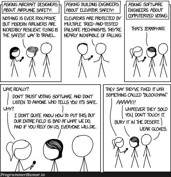 Timeless xkcd in honor of the Iowa Caucuses | software-memes, engineer-memes, design-memes, designer-memes, test-memes, loc-memes, lock-memes, list-memes, fix-memes, tested-memes, IT-memes, rust-memes | ProgrammerHumor.io