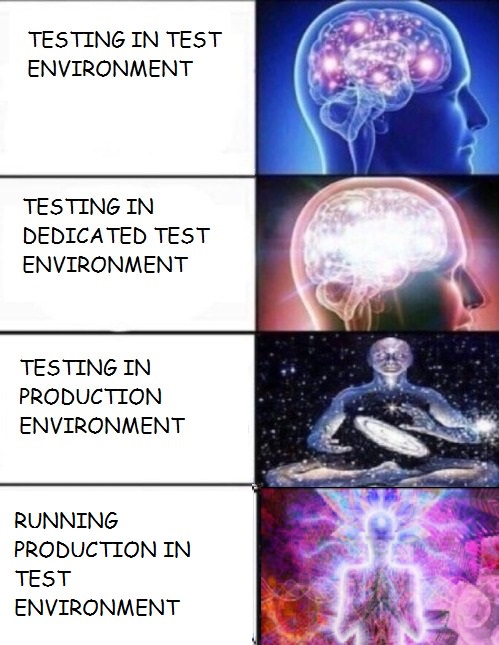 Test environment? | testing-memes, test-memes, production-memes, product-memes | ProgrammerHumor.io