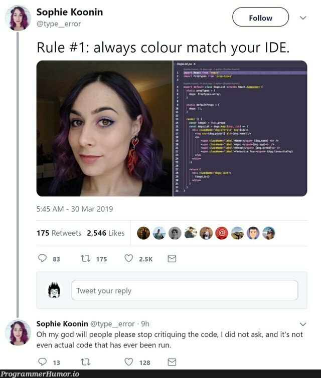 You get what you deserve Sophie. | code-memes, error-memes, ide-memes, retweet-memes | ProgrammerHumor.io