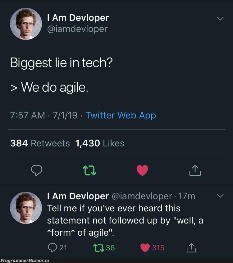 WaterScrumBan is my methodology of choice | tech-memes, web-memes, twitter-memes, retweet-memes | ProgrammerHumor.io