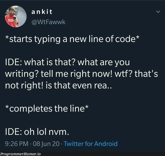 Every class you break, every fix you fake, I'll be judging you | code-memes, android-memes, class-memes, fix-memes, ide-memes, twitter-memes, vm-memes | ProgrammerHumor.io