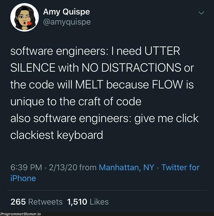 Don’t forget the noise-cancelling headphones | software-memes, code-memes, engineer-memes, software engineer-memes, iphone-memes, cli-memes, twitter-memes, retweet-memes | ProgrammerHumor.io