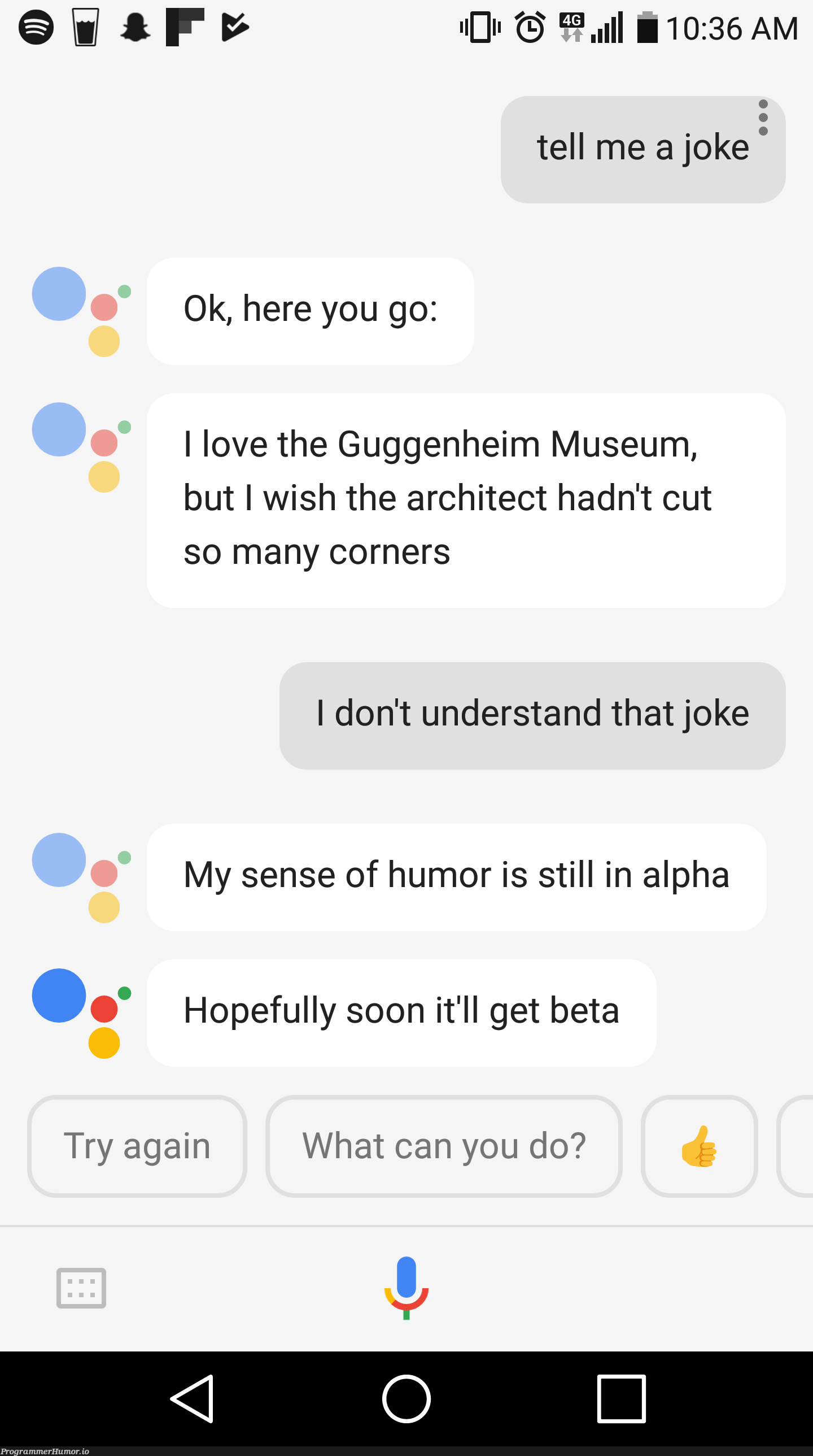 Google Assistant's sense of humor | google-memes, try-memes | ProgrammerHumor.io