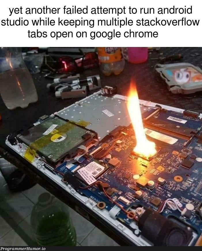 I smell bbq | android-memes, stackoverflow-memes, stack-memes, google-memes, android studio-memes, google chrome-memes, overflow-memes, tabs-memes | ProgrammerHumor.io