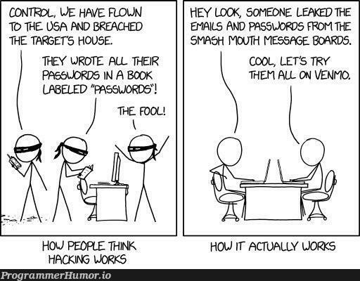 Relevant xkcd: hacking | hacking-memes, try-memes, password-memes, email-memes, ssl-memes, IT-memes, rds-memes | ProgrammerHumor.io