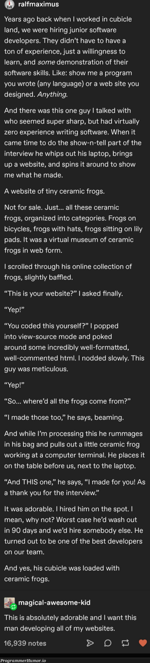 We've all love rubber ducks, but what about frogs... | developer-memes, html-memes, software-memes, code-memes, computer-memes, software developer-memes, web-memes, design-memes, website-memes, program-memes, terminal-memes, IT-memes, ML-memes, laptop-memes, language-memes, comment-memes, interview-memes | ProgrammerHumor.io