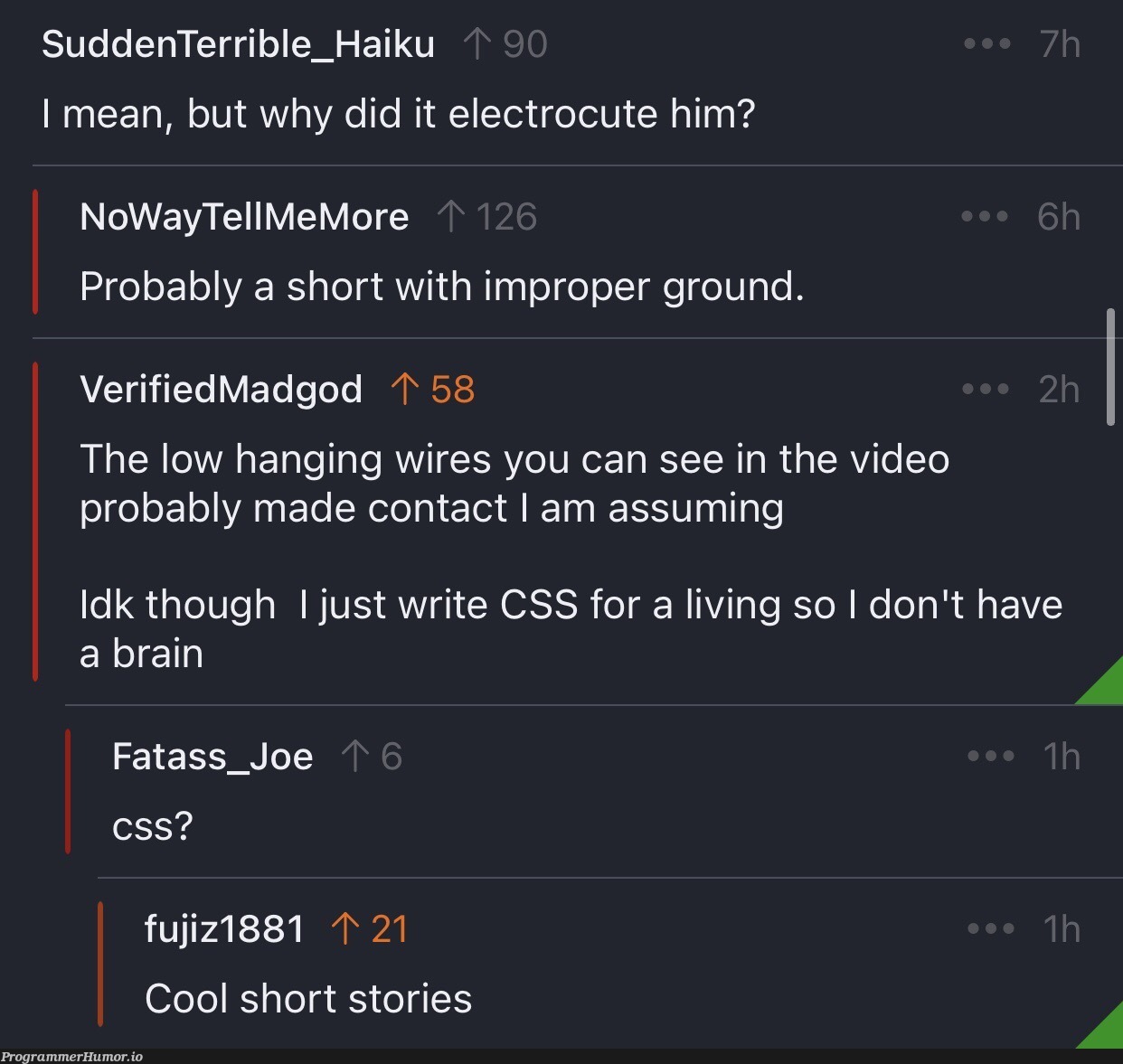 cool short stories | css-memes, IT-memes, ide-memes, cs-memes | ProgrammerHumor.io