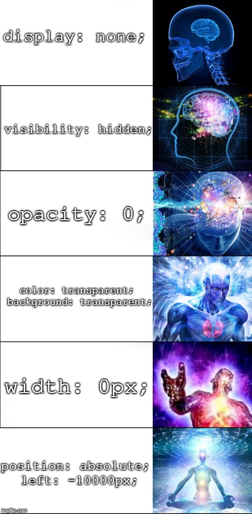 How to hide a div with CSS | css-memes, ide-memes, div-memes, cs-memes | ProgrammerHumor.io