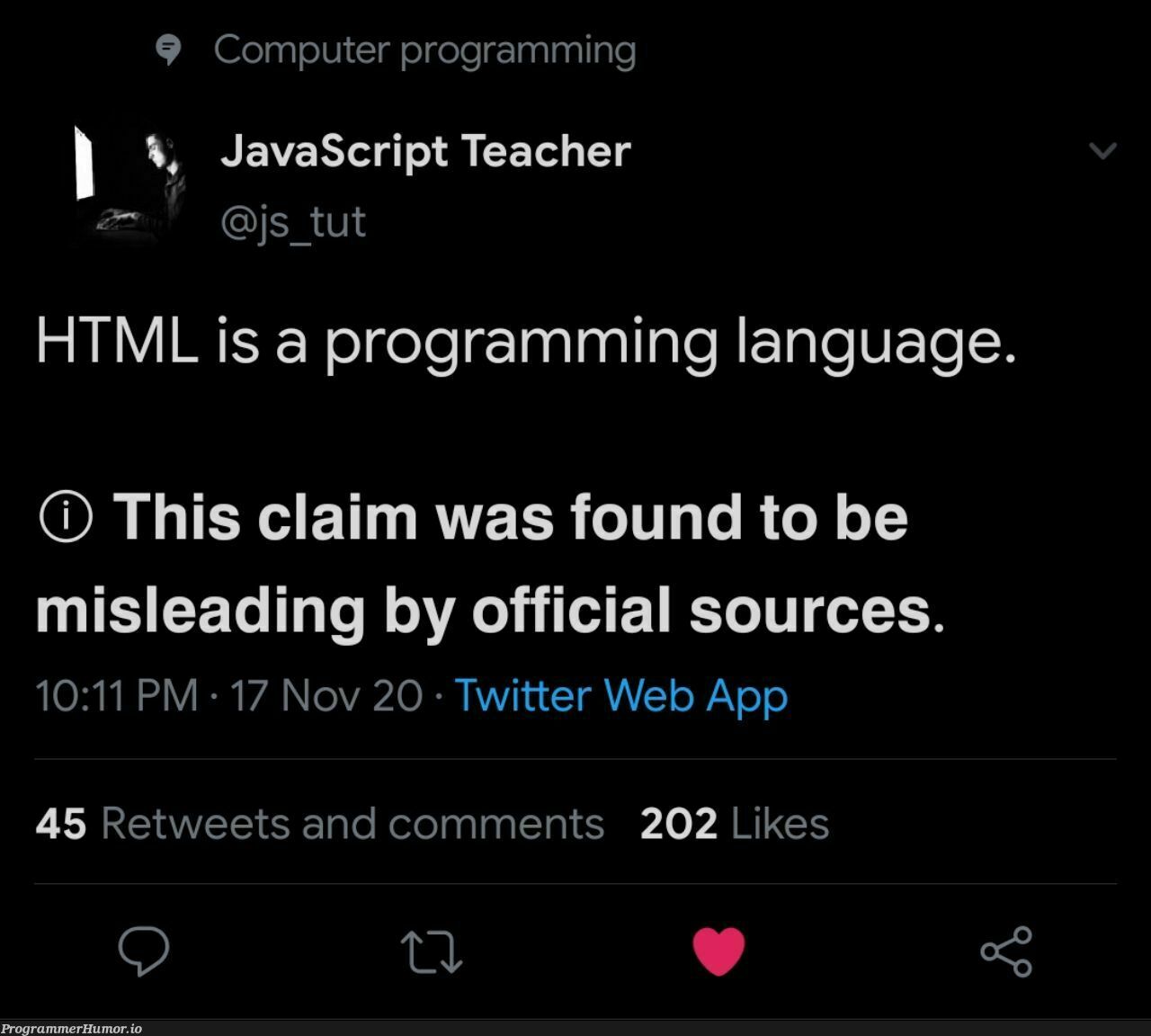 Twitter trying to help | programming-memes, html-memes, javascript-memes, computer-memes, java-memes, web-memes, program-memes, try-memes, ML-memes, twitter-memes, retweet-memes, language-memes, comment-memes, programming language-memes | ProgrammerHumor.io