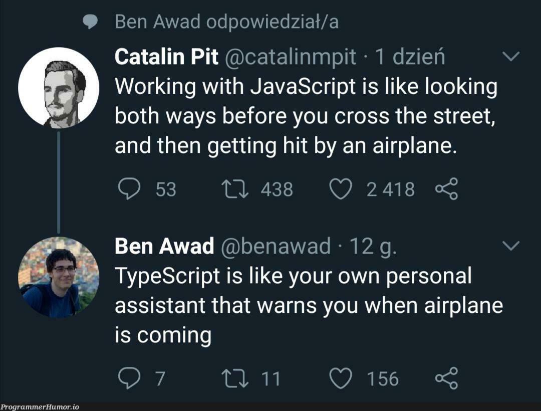 Airplane incoming! | javascript-memes, java-memes, typescript-memes, bot-memes | ProgrammerHumor.io