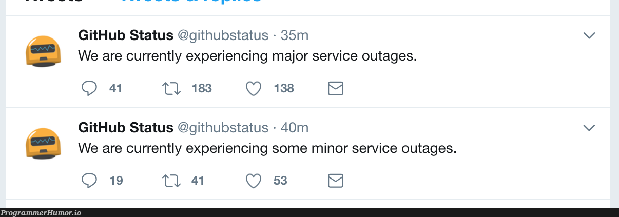 Github status between 5 minutes | git-memes, github-memes | ProgrammerHumor.io