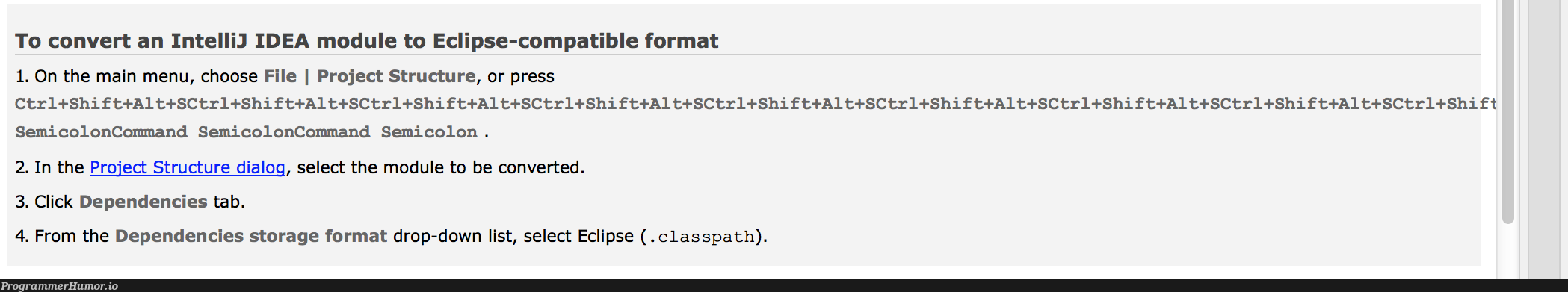 Okay, IntelliJ, we get it. You don't want us to use Eclipse. | command-memes, eclipse-memes, list-memes, class-memes, cli-memes, intellij-memes, idea-memes, ecli-memes, ide-memes, semicolon-memes, dependencies-memes | ProgrammerHumor.io