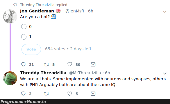 Are you a bot ? 🤖 | php-memes, bot-memes | ProgrammerHumor.io