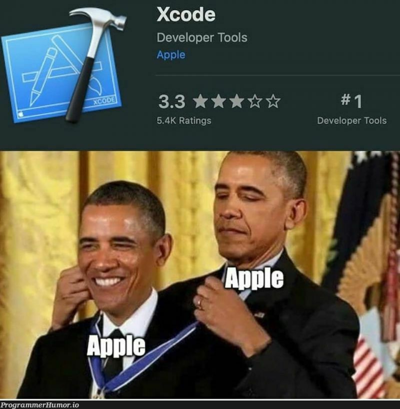 Top dev tool in AppStore is of course, from Apple | developer-memes, code-memes, apple-memes, xcode-memes | ProgrammerHumor.io