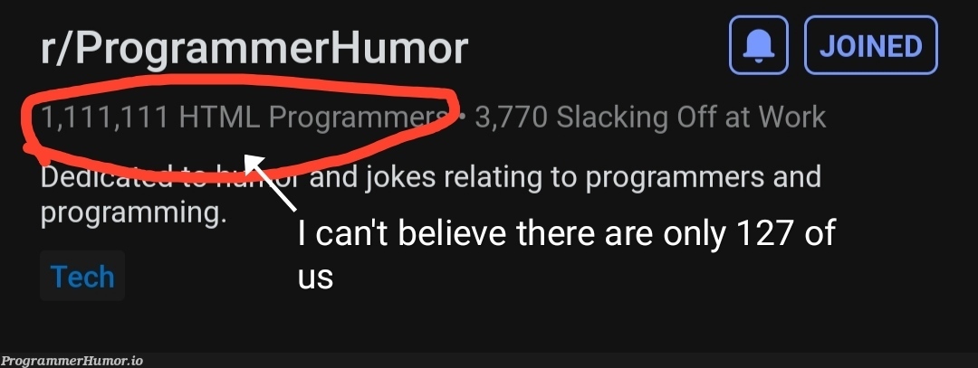 Only 127 people? | programming-memes, programmer-memes, html-memes, program-memes, slack-memes, ML-memes | ProgrammerHumor.io