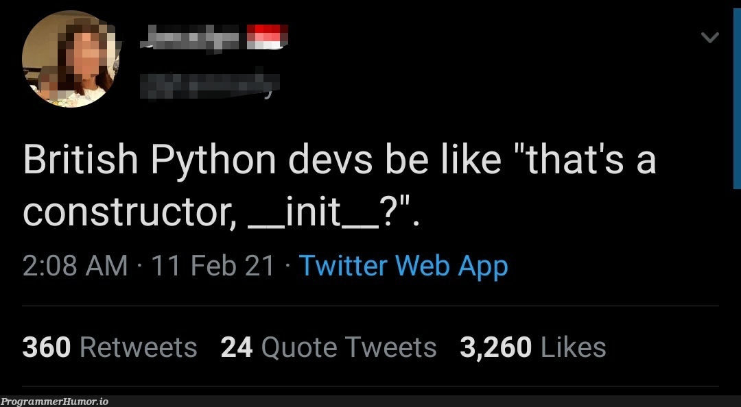 Init? | python-memes, web-memes, devs-memes, __init__-memes, twitter-memes, retweet-memes | ProgrammerHumor.io