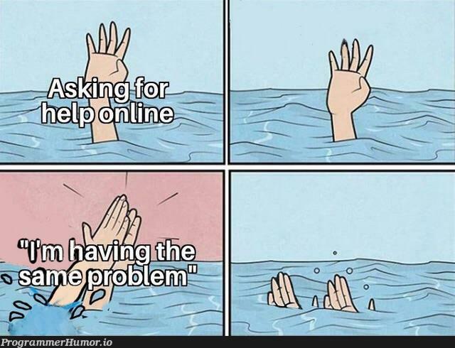 Drowning together in stack overflow | stack-memes, stack overflow-memes, overflow-memes | ProgrammerHumor.io