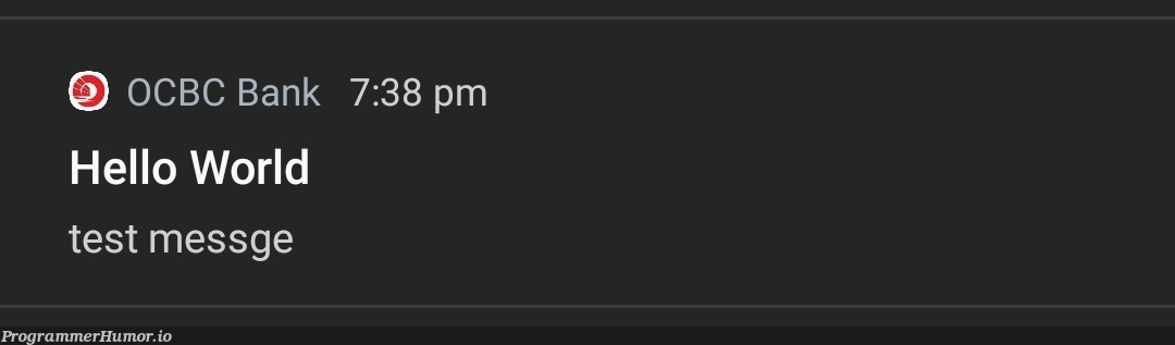 Just received a push notification from my banking app | test-memes | ProgrammerHumor.io