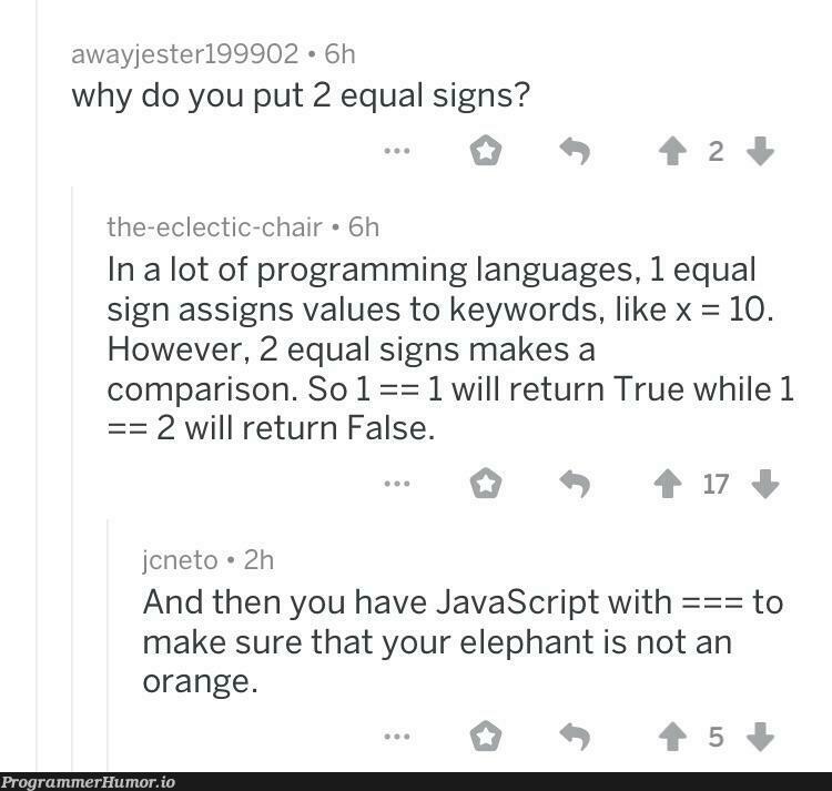 These actually started from a discussion about Canadian GDP. Now I’m thinking about orange elephants. | programming-memes, javascript-memes, java-memes, program-memes, rds-memes, language-memes, programming language-memes | ProgrammerHumor.io