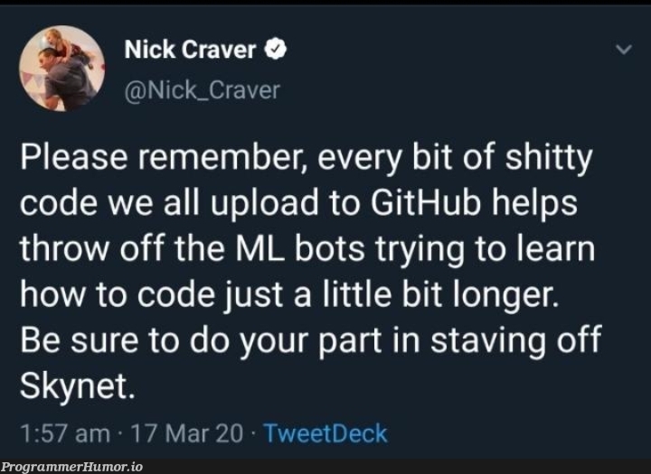 Seems like we stopped pushing code to our public GitHub repos? GitHub codepilot works 😂 | code-memes, try-memes, git-memes, github-memes, bot-memes, ML-memes, public-memes | ProgrammerHumor.io