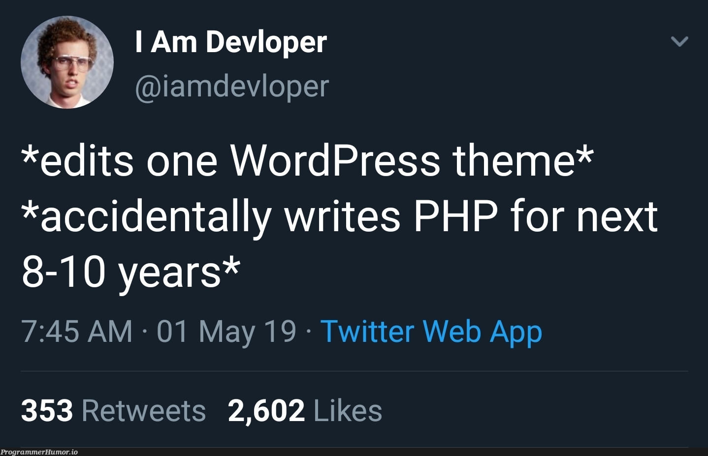 &lt;?php echo "send help" ?&gt; | php-memes, web-memes, wordpress-memes, ide-memes, twitter-memes, retweet-memes | ProgrammerHumor.io