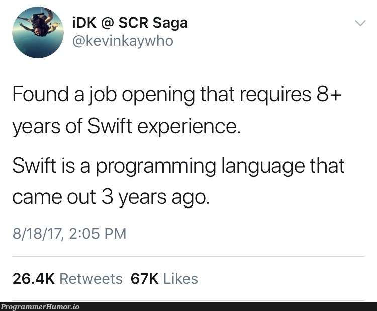 Got some catching up to do. | programming-memes, program-memes, catch-memes, swift-memes, retweet-memes, language-memes, programming language-memes | ProgrammerHumor.io