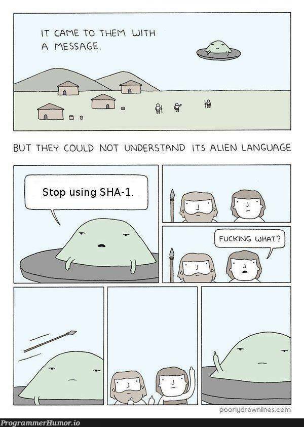 Stop using SHA-1. | language-memes | ProgrammerHumor.io