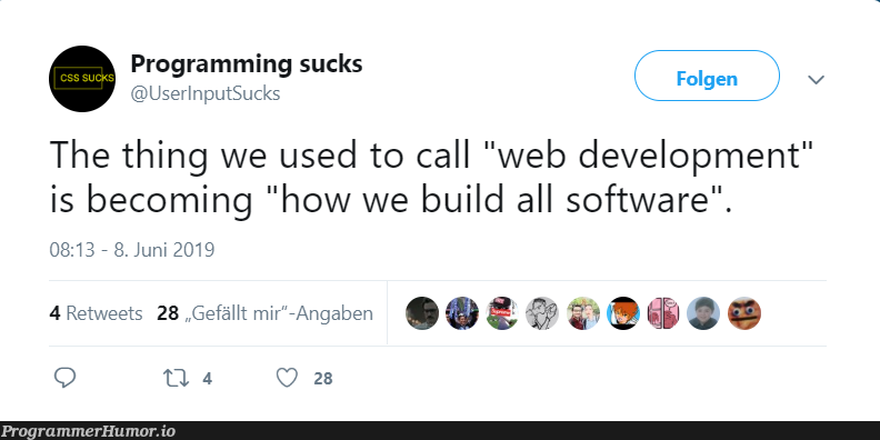 "Let's do this as a web application" | programming-memes, web development-memes, software-memes, development-memes, web-memes, program-memes, retweet-memes | ProgrammerHumor.io