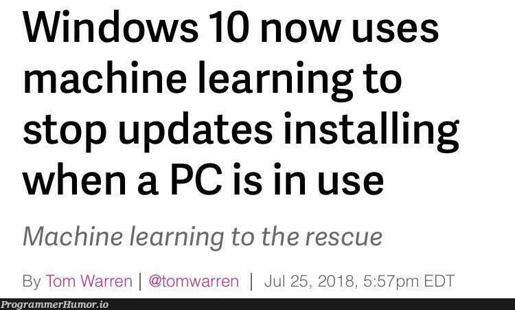 Finally, with state of the art AI we can solve this incredibly challenging problem. | machine learning-memes, machine-memes, windows-memes, date-memes, mac-memes | ProgrammerHumor.io