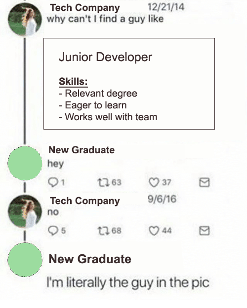 "Thank you for your interest, but we have decided to consider candidates whose skills more closely align with the position requirements." | developer-memes, tech-memes, requirements-memes, rest-memes, date-memes, qa-memes, ide-memes | ProgrammerHumor.io