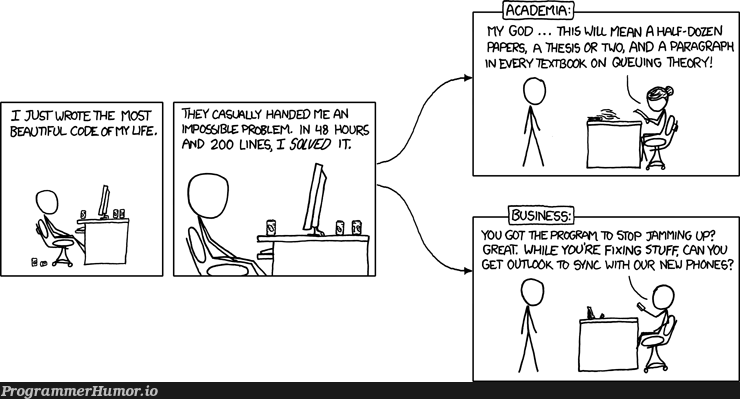 xkcd - Academia vs. business | code-memes, fix-memes, graph-memes | ProgrammerHumor.io