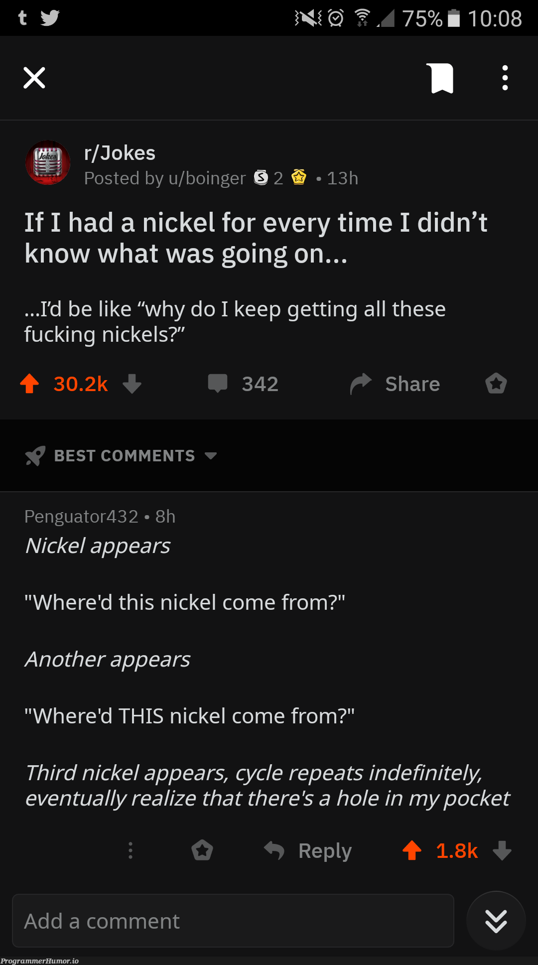 Recursive nickels | recursive-memes, comment-memes | ProgrammerHumor.io