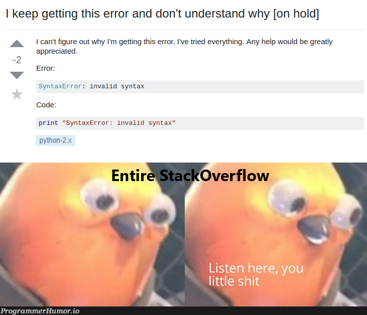 The madlad had the guts to specify the version too | code-memes, python-memes, version-memes, error-memes | ProgrammerHumor.io