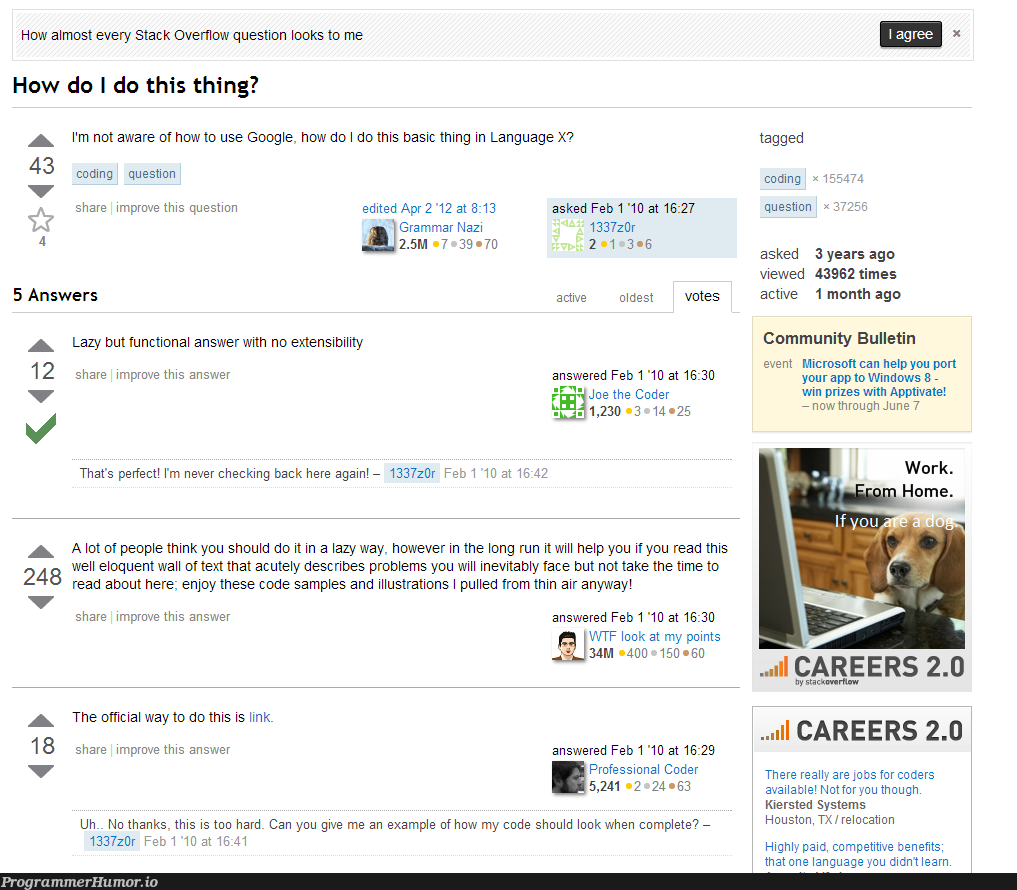 The Average Stack Overflow Question | coding-memes, code-memes, coder-memes, stack-memes, stack overflow-memes, google-memes, loc-memes, windows-memes, function-memes, overflow-memes, microsoft-memes, IT-memes, language-memes | ProgrammerHumor.io