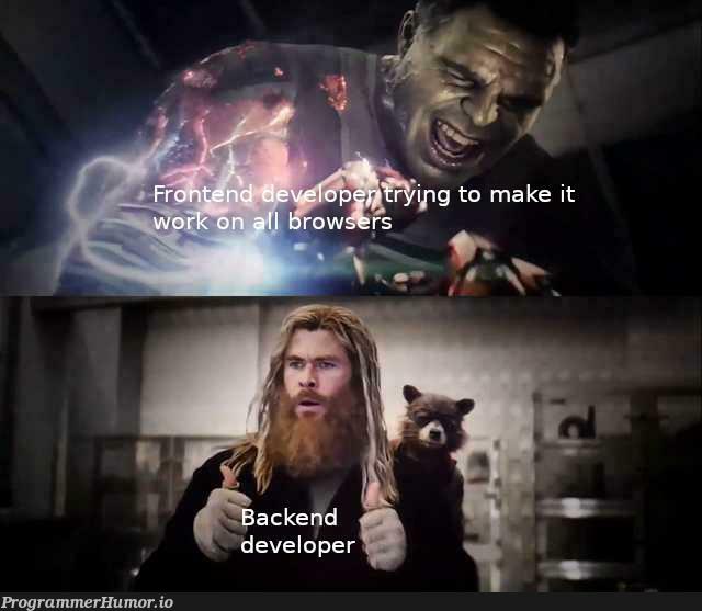 Backend vs Frontend, who deserves the credit? | developer-memes, backend-memes, frontend-memes | ProgrammerHumor.io