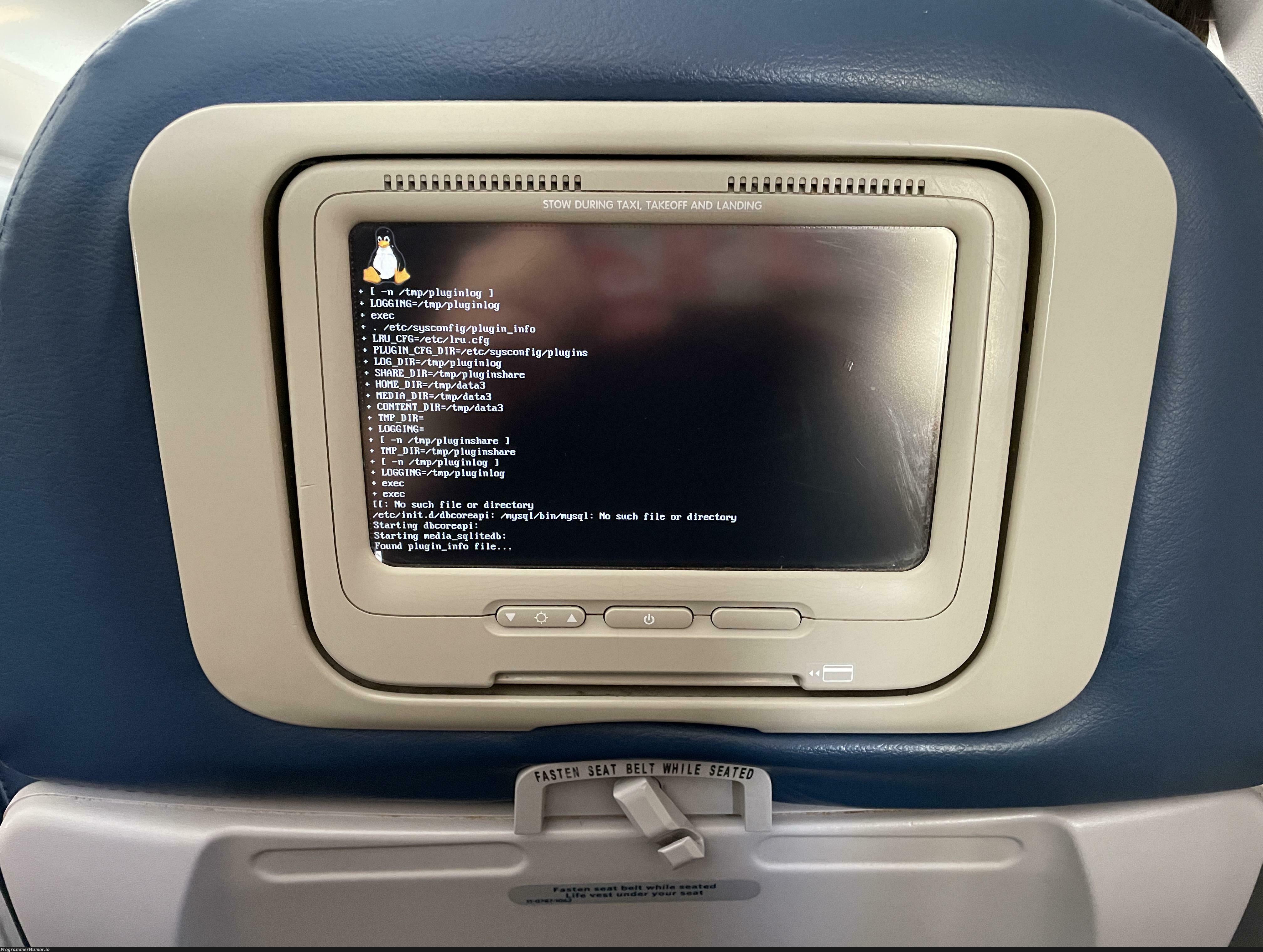 Delta’s in-flight entertainment today. Would watch again. | mysql-memes, data-memes, sql-memes, api-memes, sqlite-memes, cs-memes | ProgrammerHumor.io