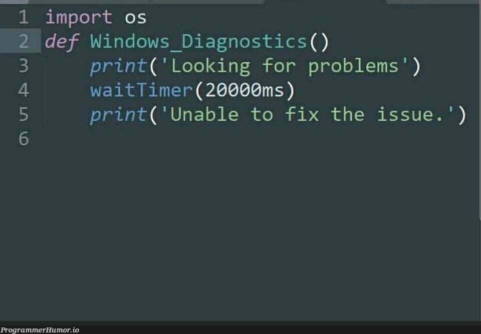 Windows troubleshoot tool source code leaked | code-memes, windows-memes, fix-memes, source code-memes, cs-memes | ProgrammerHumor.io