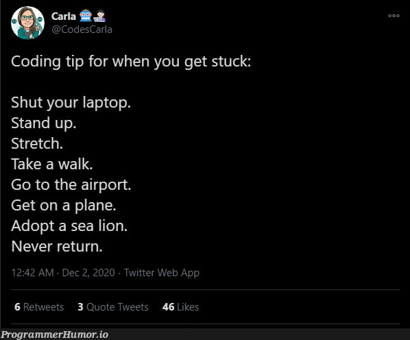 Coding tip for when you get stuck | coding-memes, web-memes, laptop-memes, twitter-memes, retweet-memes | ProgrammerHumor.io