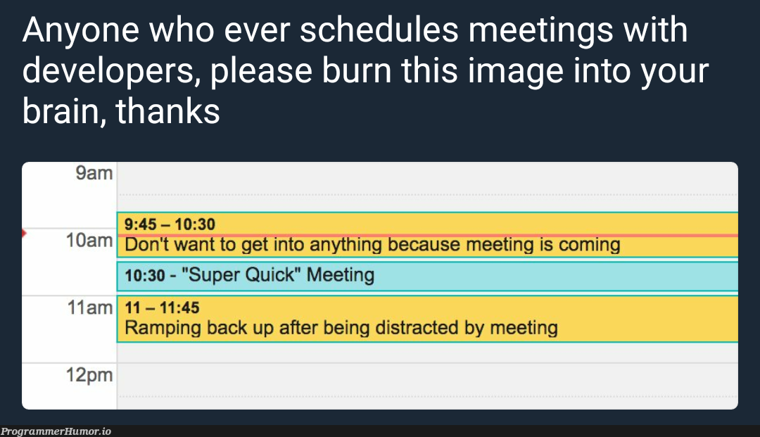 Meetings as a developer | developer-memes, image-memes | ProgrammerHumor.io