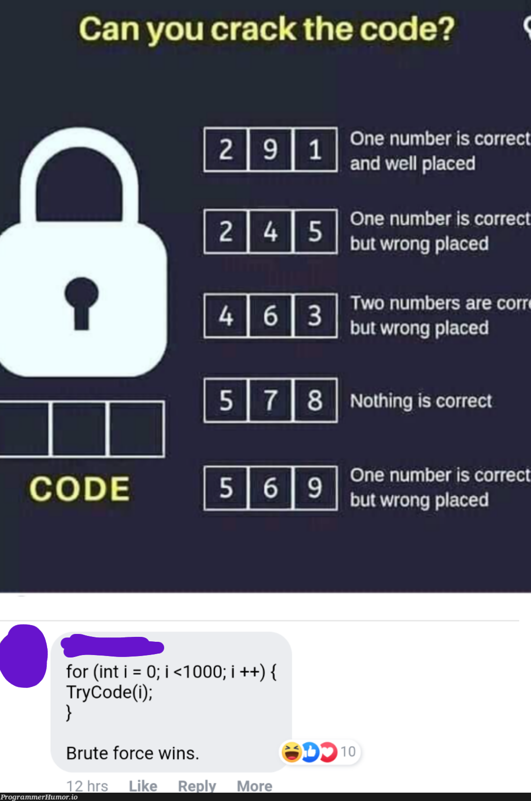 Brute force = best decoding method | coding-memes, code-memes, try-memes, c-memes | ProgrammerHumor.io