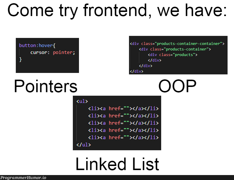 Cool | linked list-memes, try-memes, frontend-memes, list-memes, pointers-memes | ProgrammerHumor.io